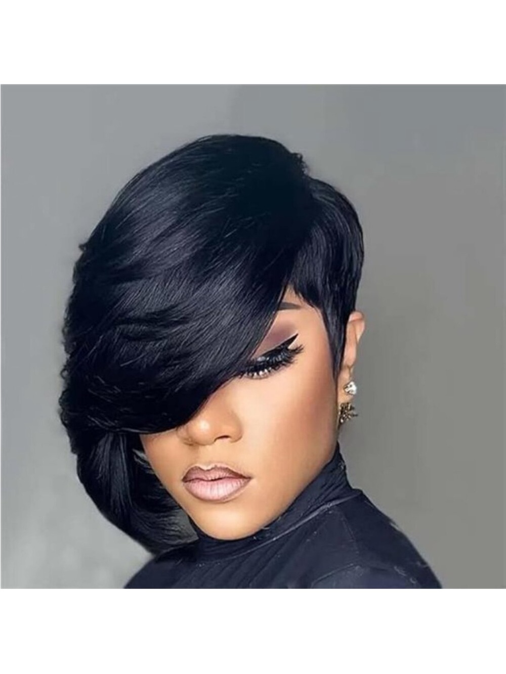 Fashion Full Machine Made Wig 8 inch Short Straight Pixie Cut Wigs with Bangs